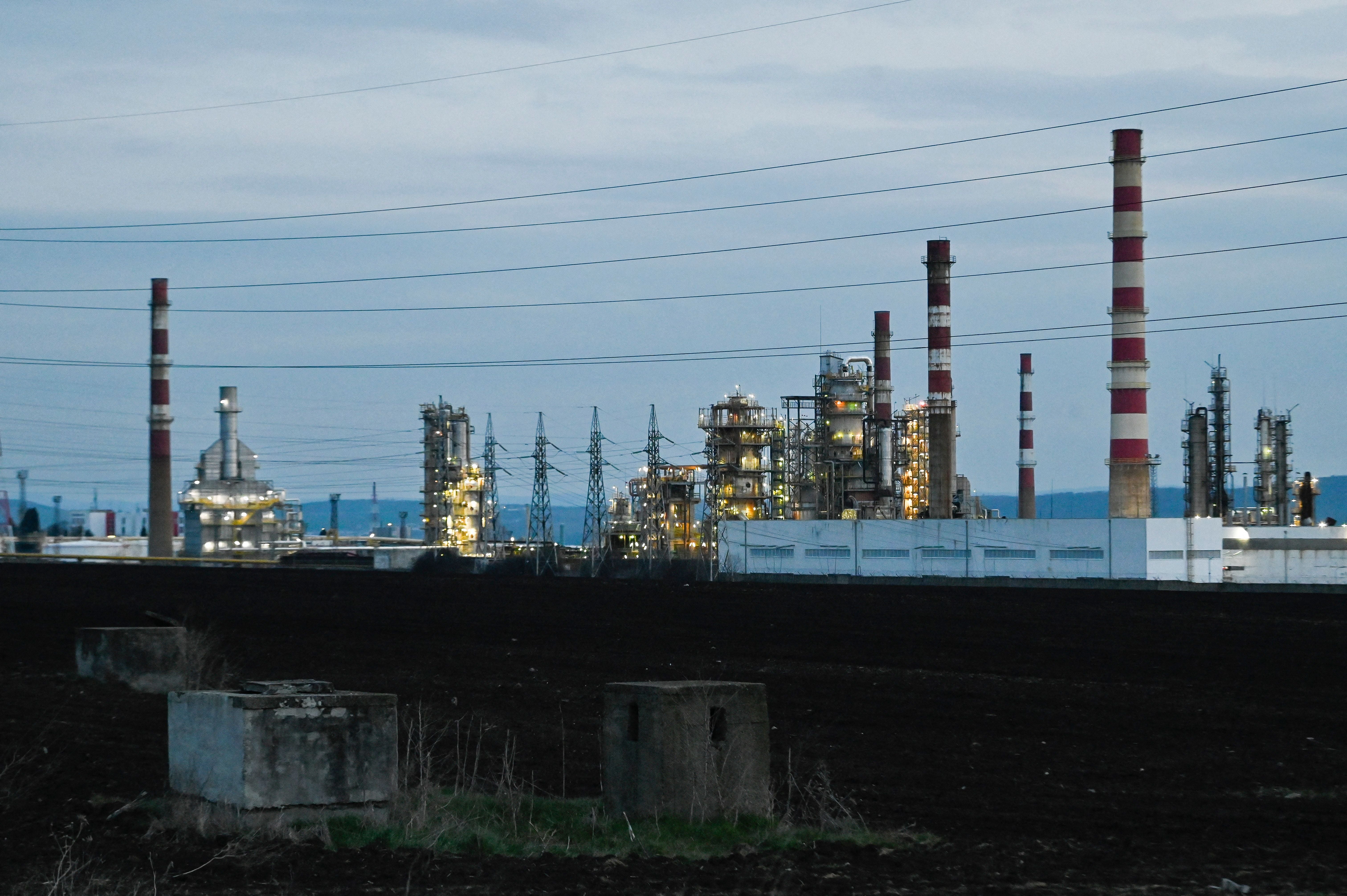 Bulgaria’s sole oil refinery, Russia-owned Lukoil Neftochim Burgas, near the city of Burgas on the Black Sea coast