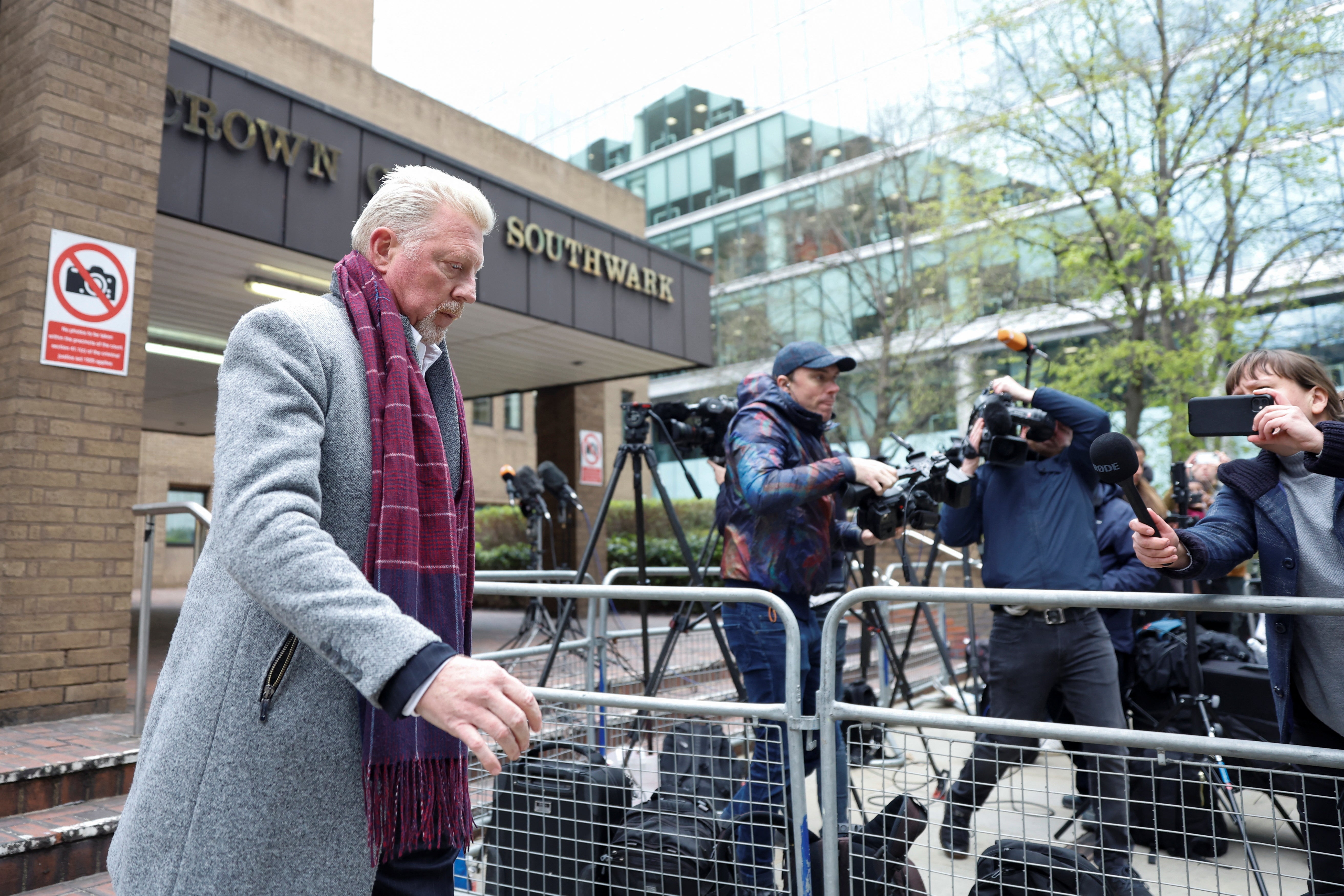 Boris Becker leaves after his bankruptcy offences trial at Southwark Crown Court in London