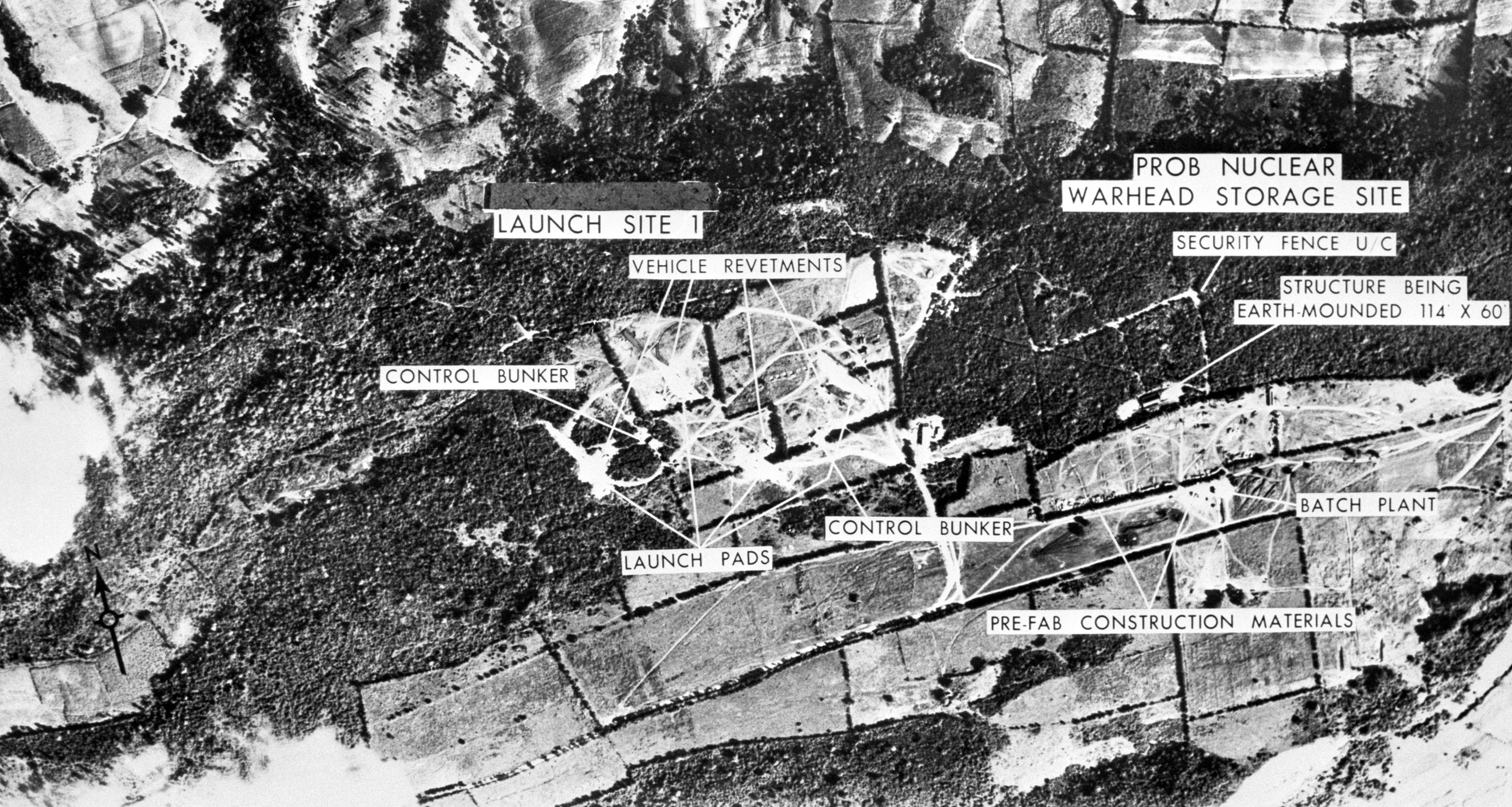 A picture issued by the US Embassy in London in 1962 was said to show ‘Intermediate ballistic missile site under construction in Cuba (PA)