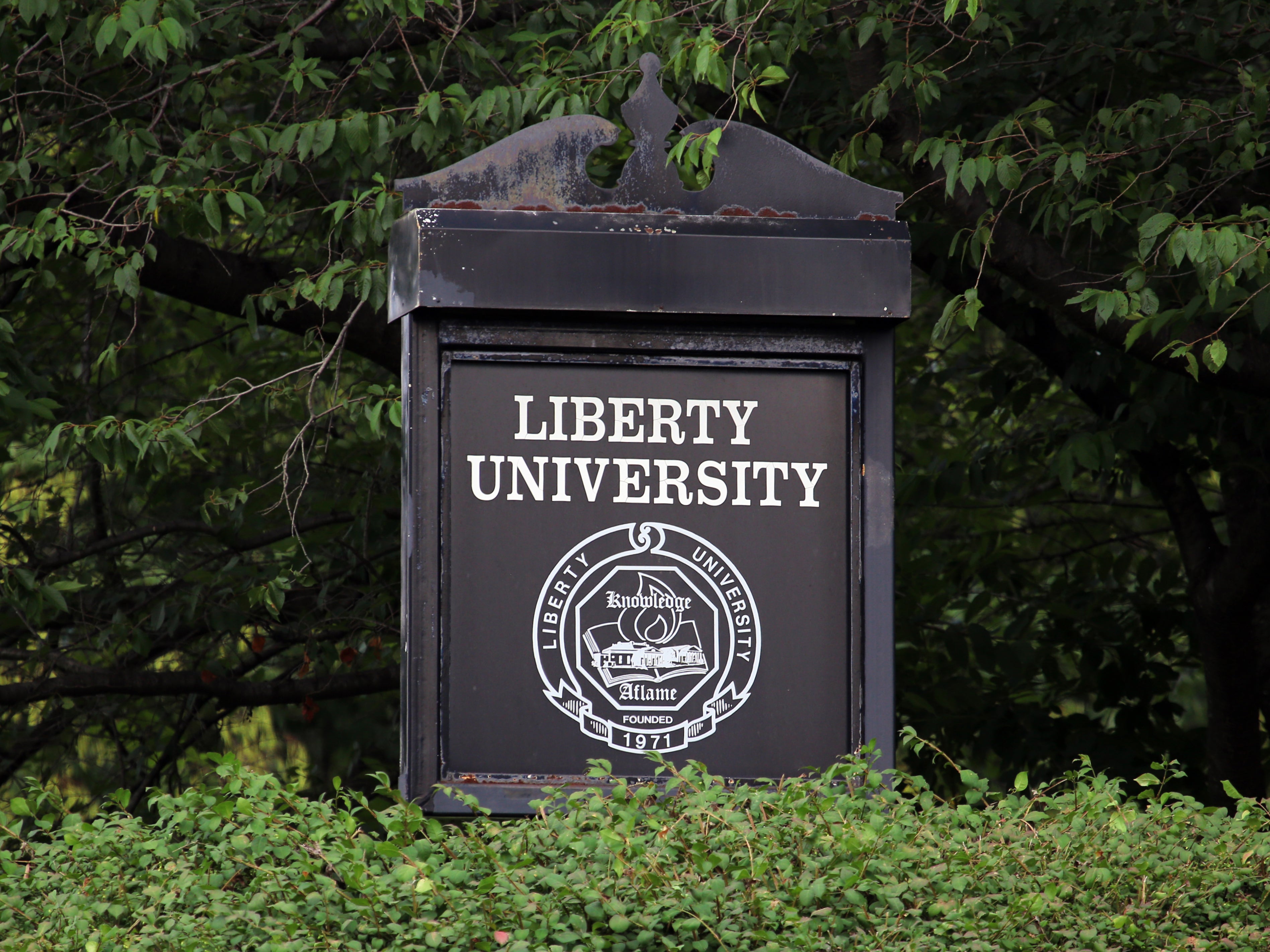 An entrance to Liberty University in Lynchburg, Virginia