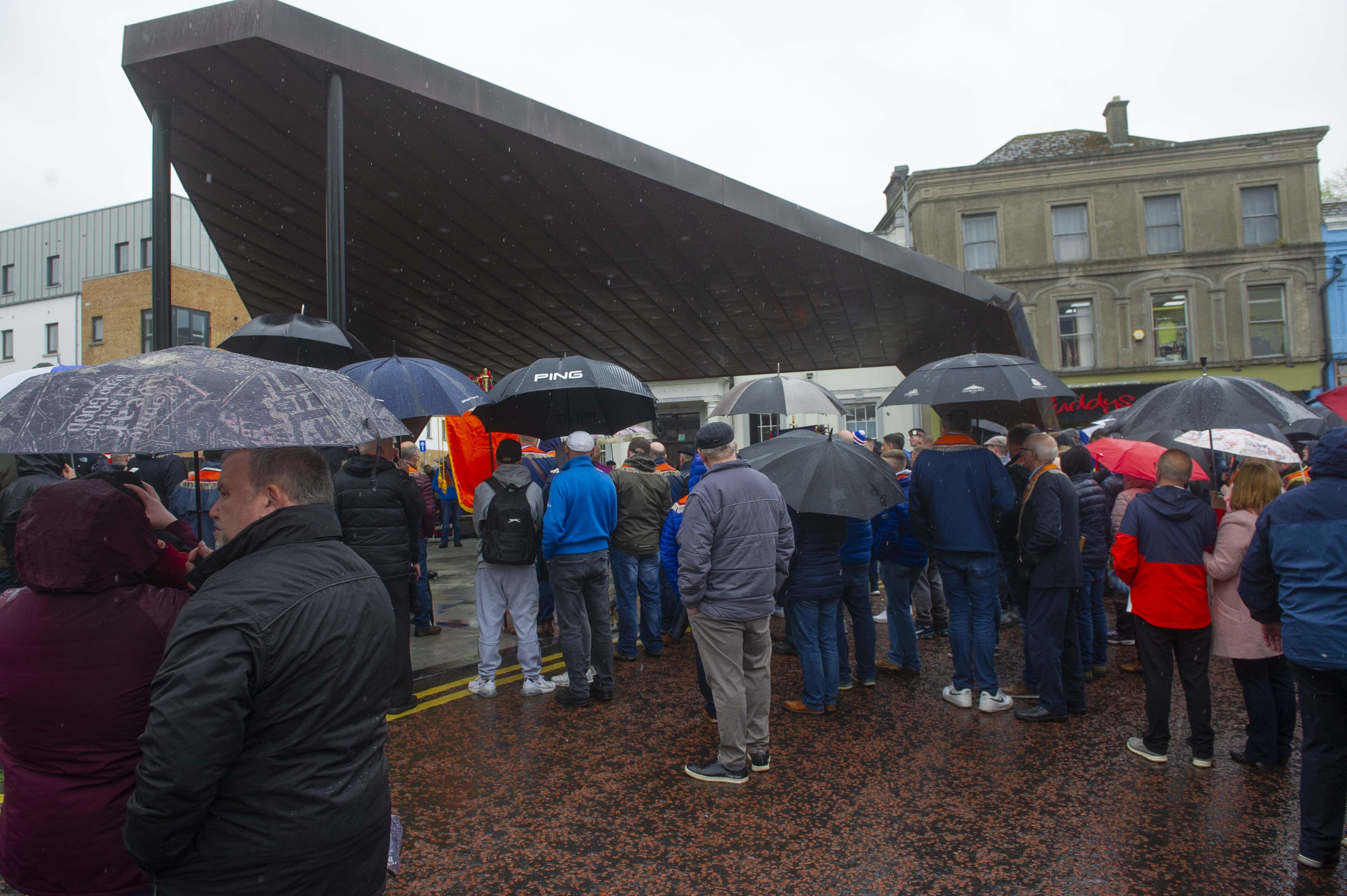 People attend the rally in Ballymena, County Antrim (Mark Marlow/PA)