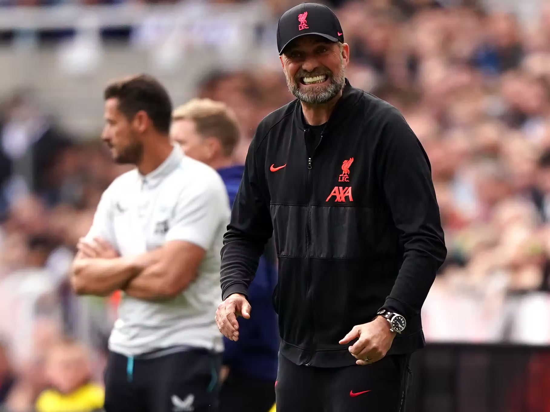 Liverpool manager Jurgen Klopp was a happy man after Saturday’s Premier League victory at Newcastle (Owen Humphreys/PA)
