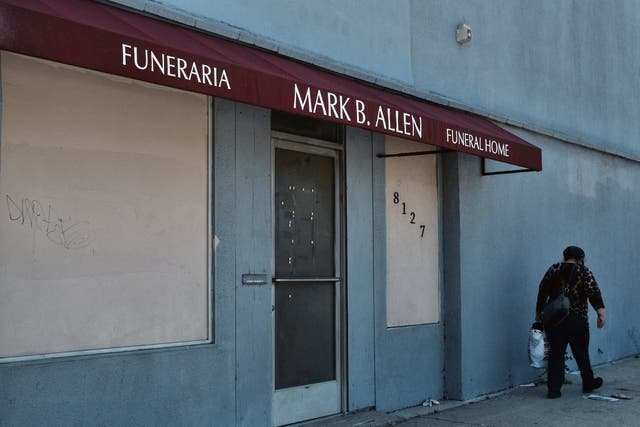 <p>The shuttered funeral home in Los Angeles</p>
