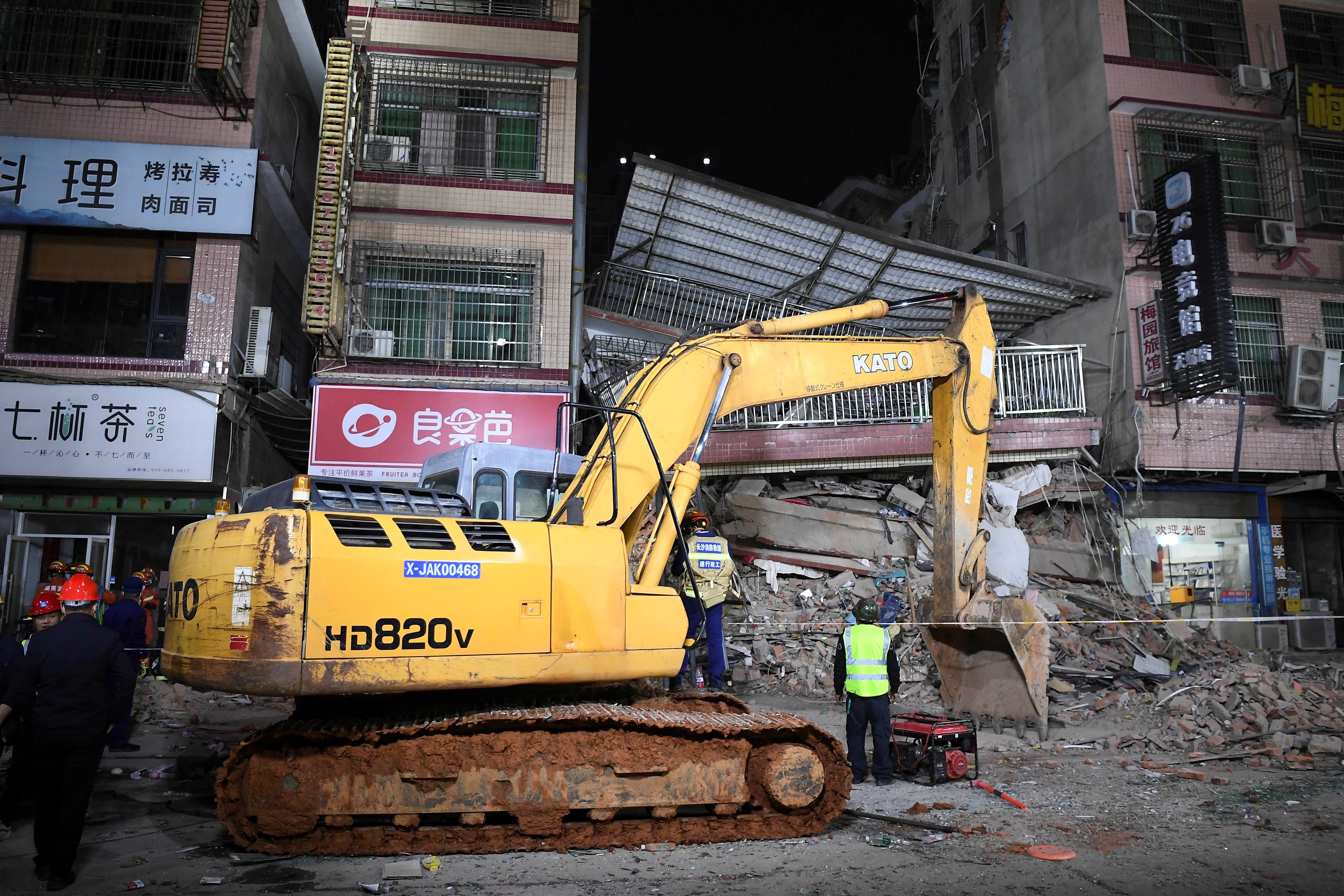 Photos showed the front of the building largely intact, while the rear section appeared to have collapsed into itself