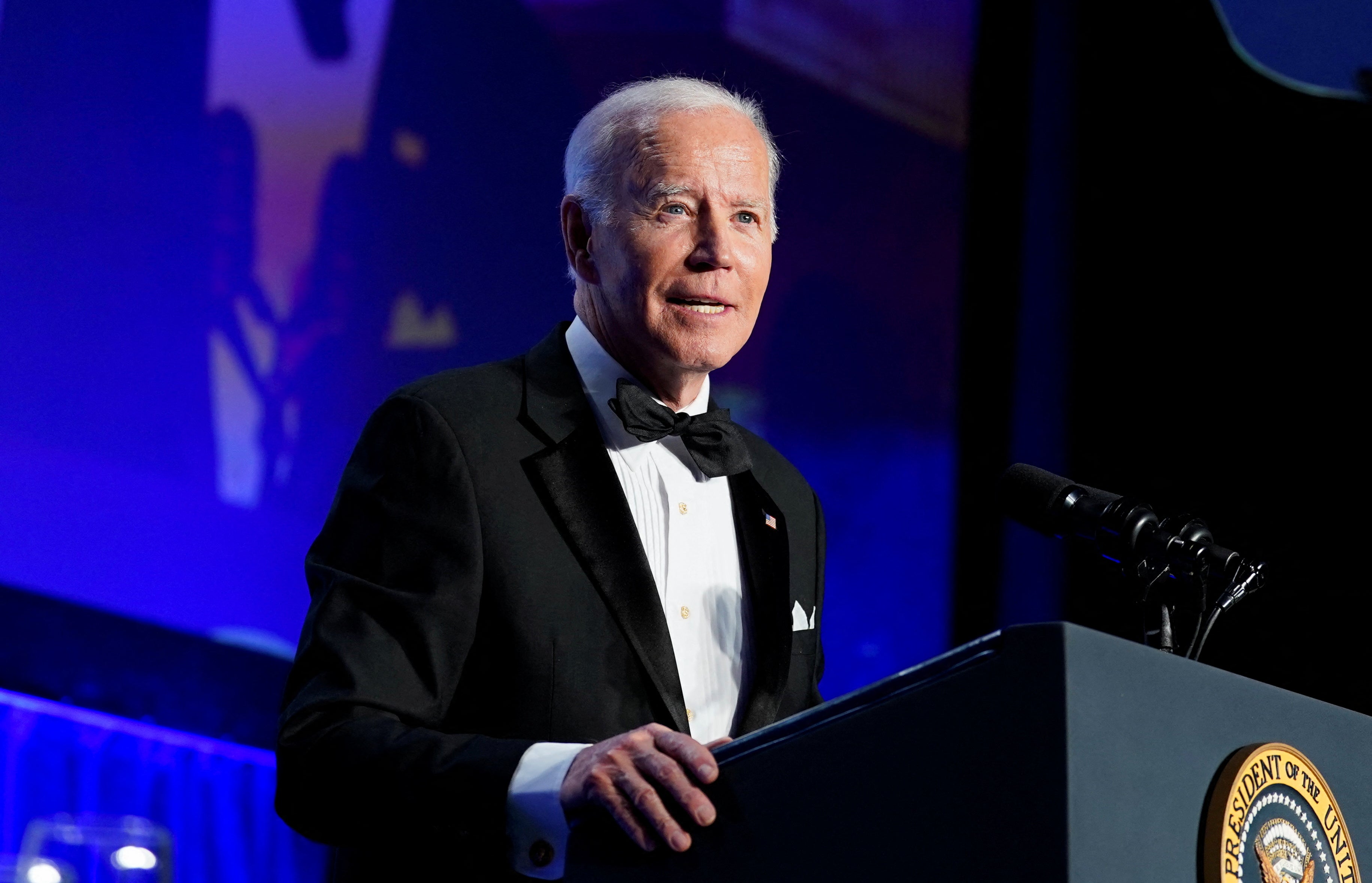 Joe Biden speaks during the annual White House Correspondents’ Association dinner in Washington