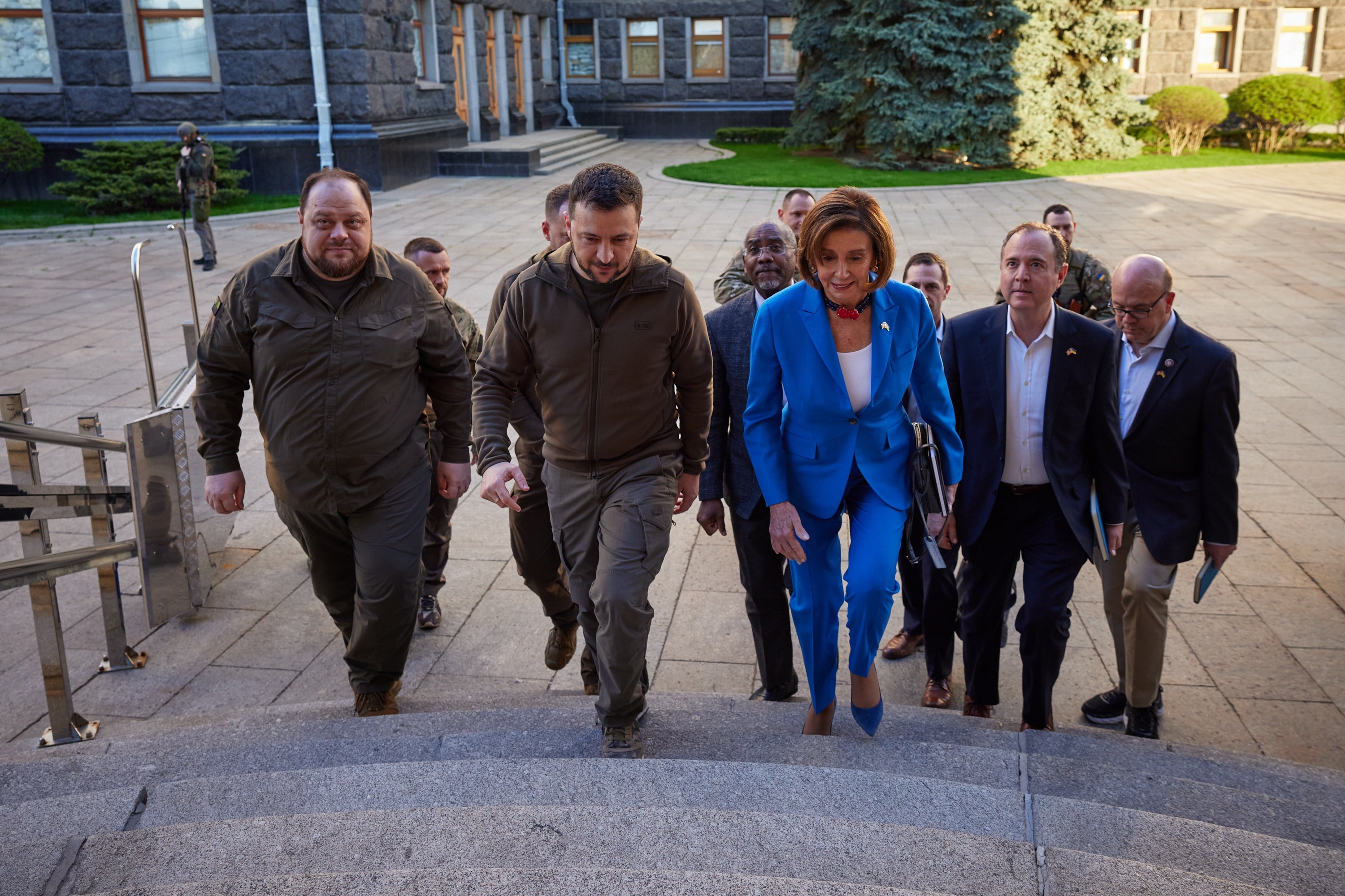 Volodymyr Zelensky meets Nancy Pelosi and other members of the US congress in Kyiv on Sunday