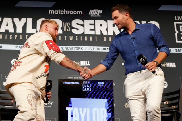 <p>Paul (left) and Hearn (right) made a $1m bet on the fight</p>