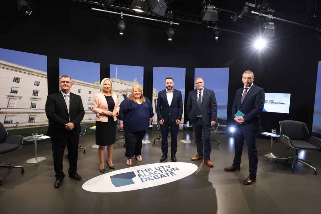 Party leaders clash over border poll and NI Protocol in TV election debate