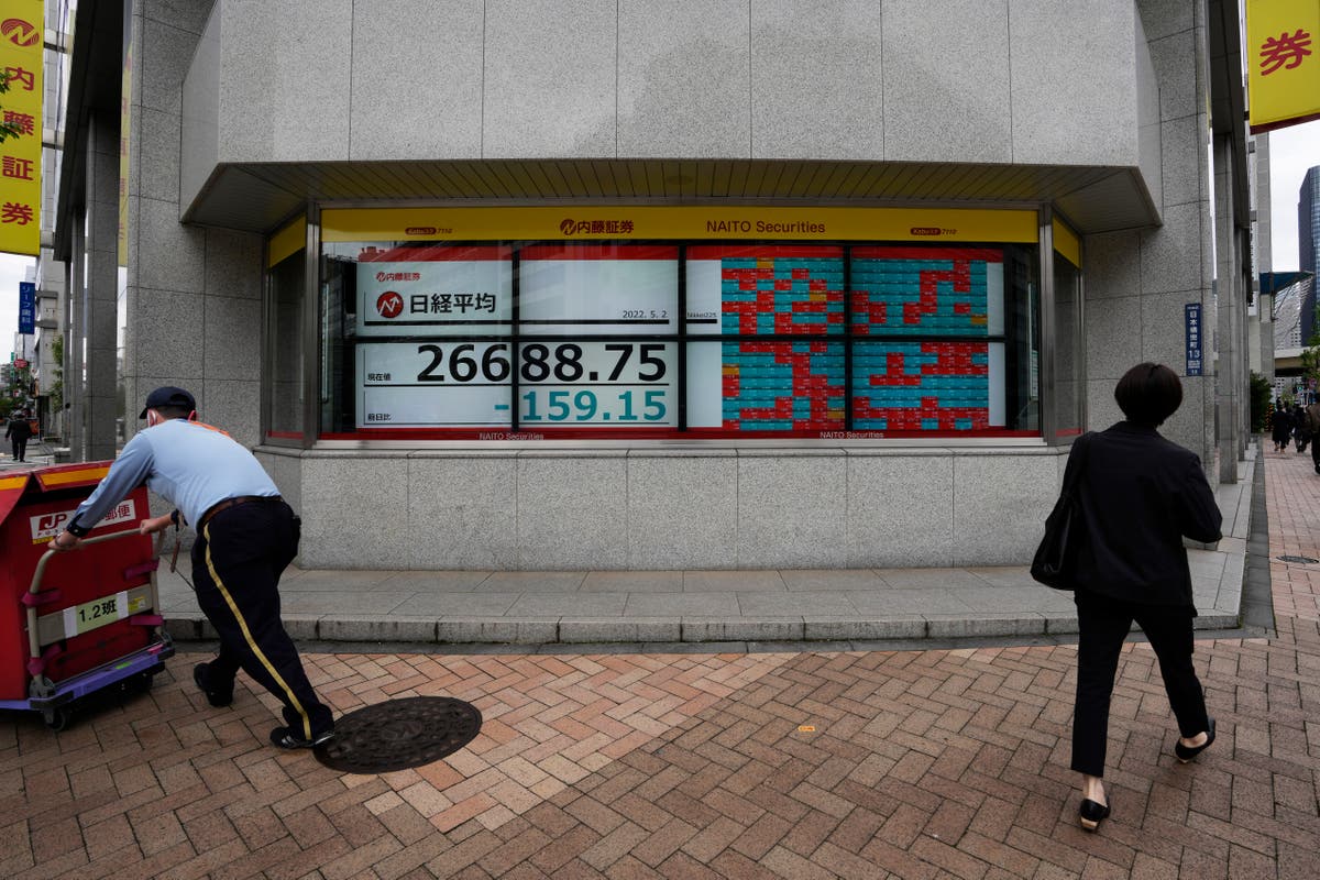 Asian shares fall in thin trading after rout on Wall St