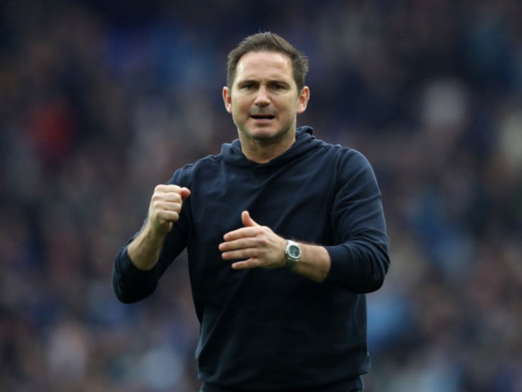 <p>Frank Lampard reacts to Everton’s victory over Chelsea</p>