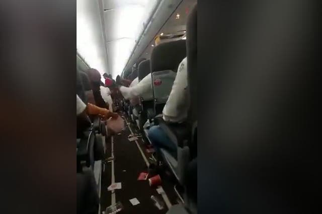 <p>Video shows mid-air panic inside plane as flight hits turbulence during descent</p>