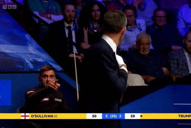 <p>Ronnie O’Sullivan fumes at referee’s warning in World Snooker Championship final</p>