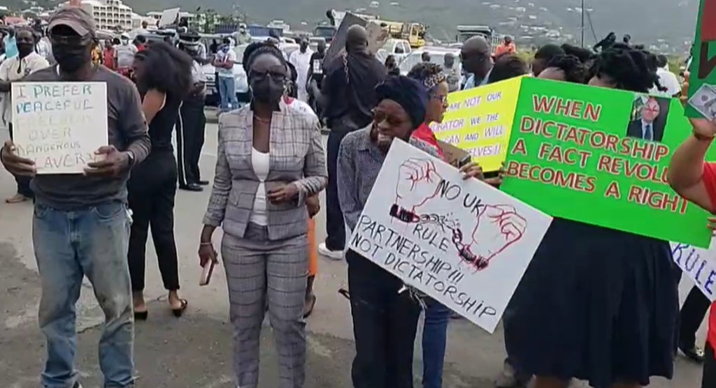 Protests in British Virgin Islands over plan for UK to impose direct rule on territory