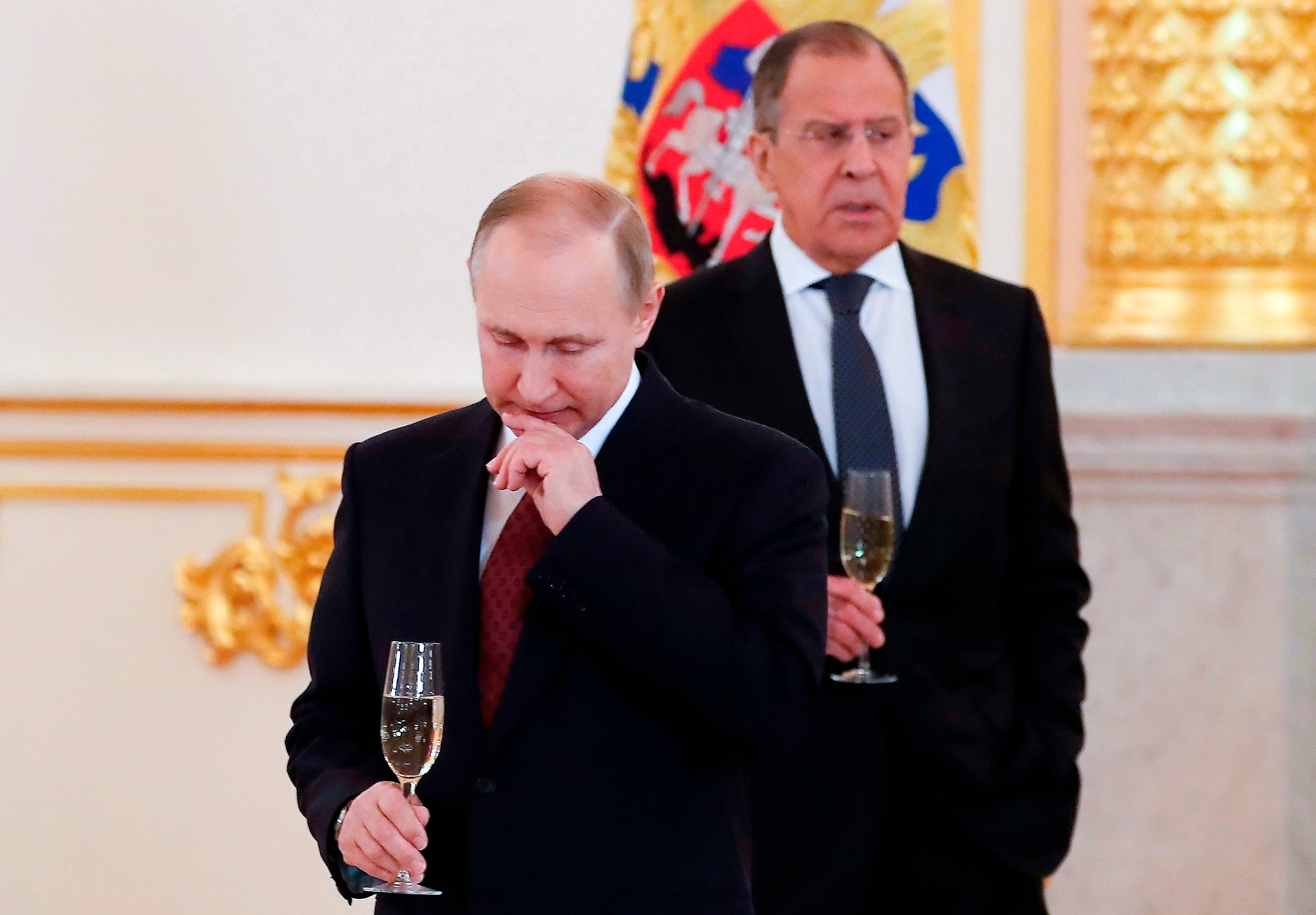 <p>Russian Foreign Minister Sergei Lavrov's standing with President Vladimir Putin</p>