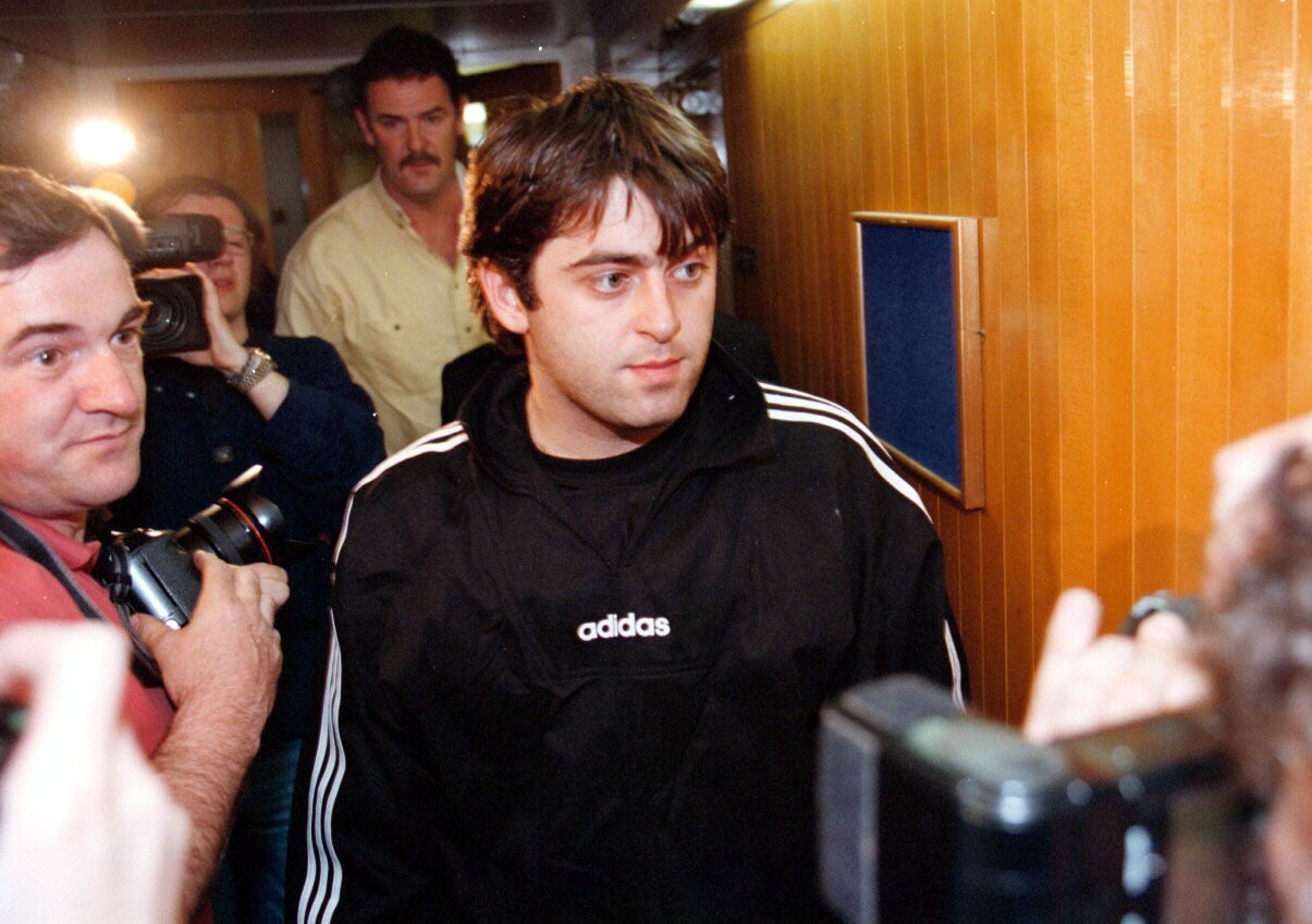 O’Sullivan arriving at a disciplinary inquiry after an altercation with press officer Mike Ganley in 1996 (Phil Callaghan/PA)