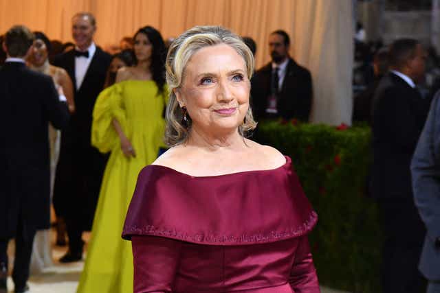 <p>Former US Secretary of States Hillary Clinton at the 2022 Met Gala at the Metropolitan Museum of Art in New York </p>