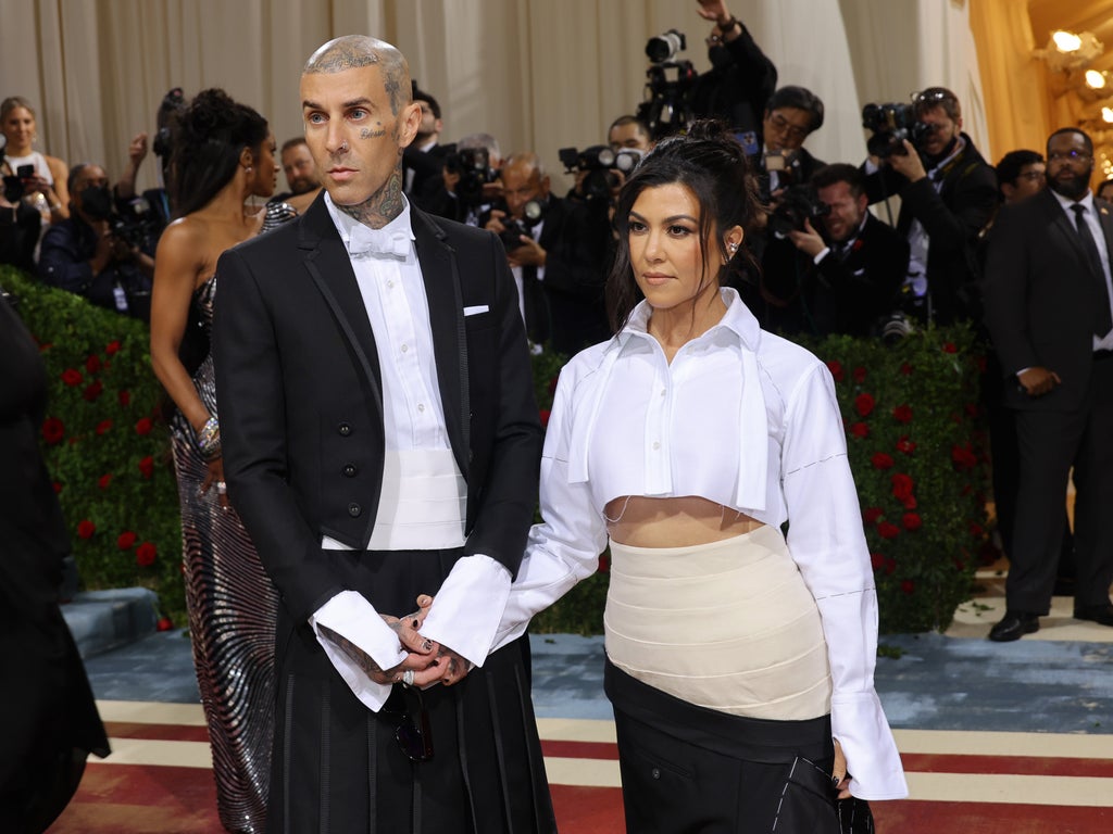 Kourtney Kardashian and Travis Barker wear matching skirts to 2022 Met Gala
