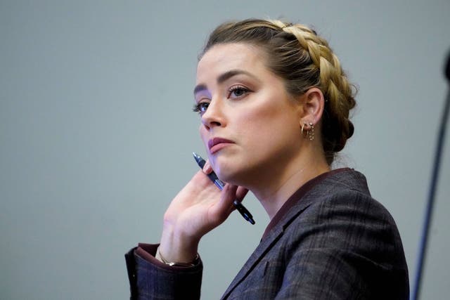 <p>Amber Heard in court during the defamation trial brought by her ex-husband Johnny Depp</p>