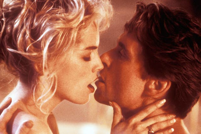 <p>A grip over the cultural, sexual zeitgeist: Sharon Stone and Michael Douglas in ‘Basic Instinct’ </p>