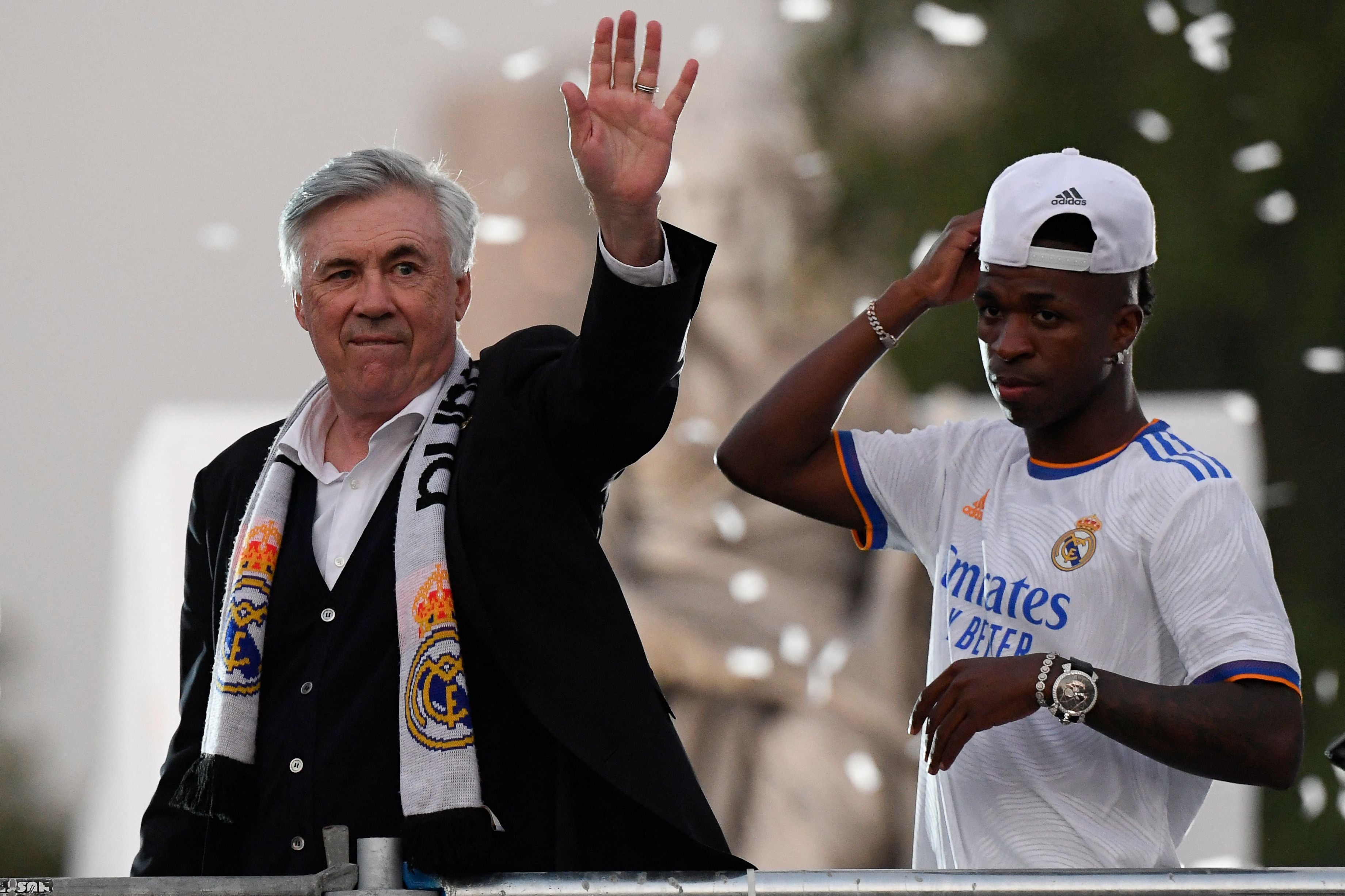 Carlo Ancelotti (left) has guided Real Madrid to his first La Liga title