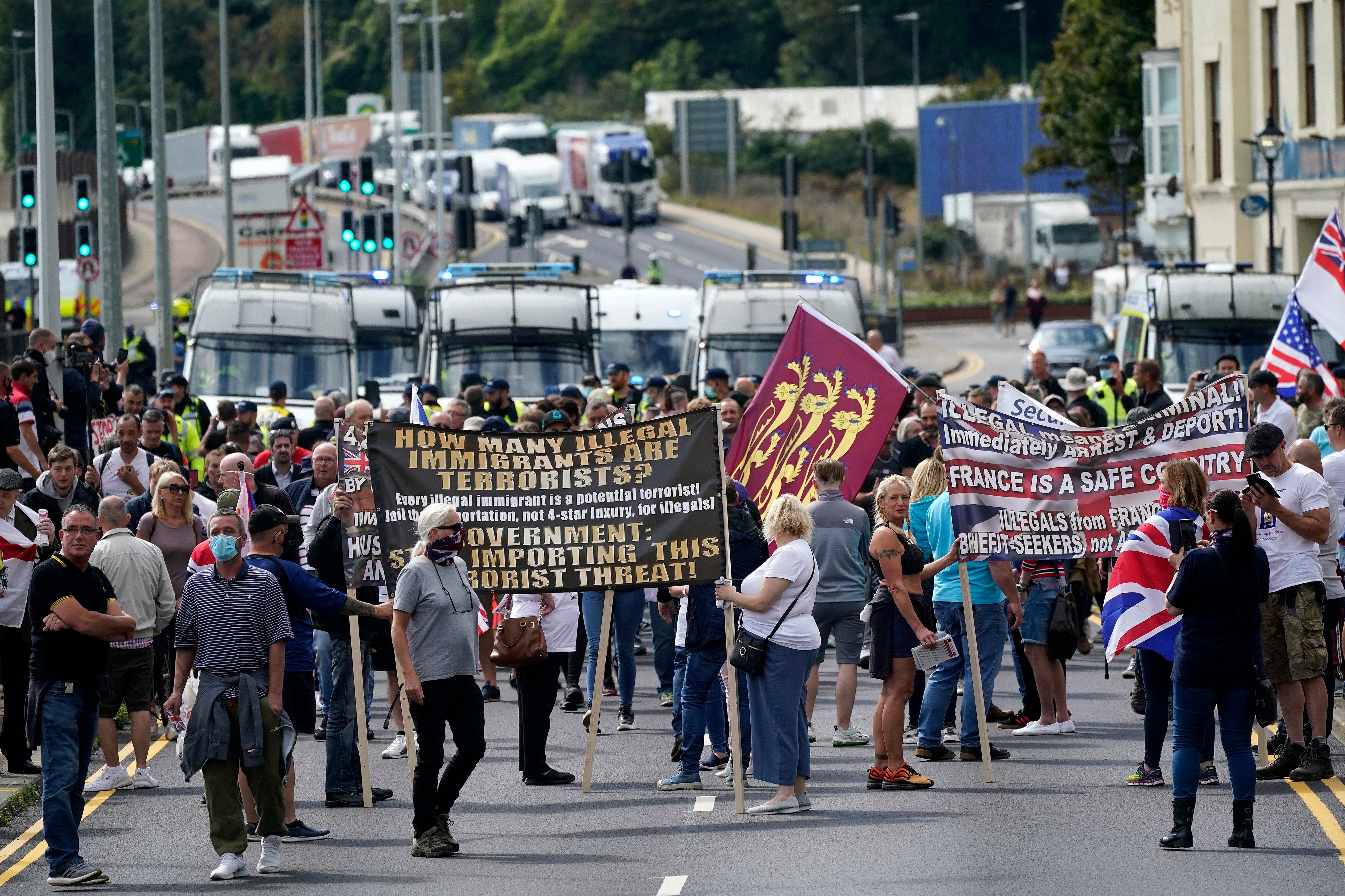 Anti-migrant protesters demonstrate against immigration