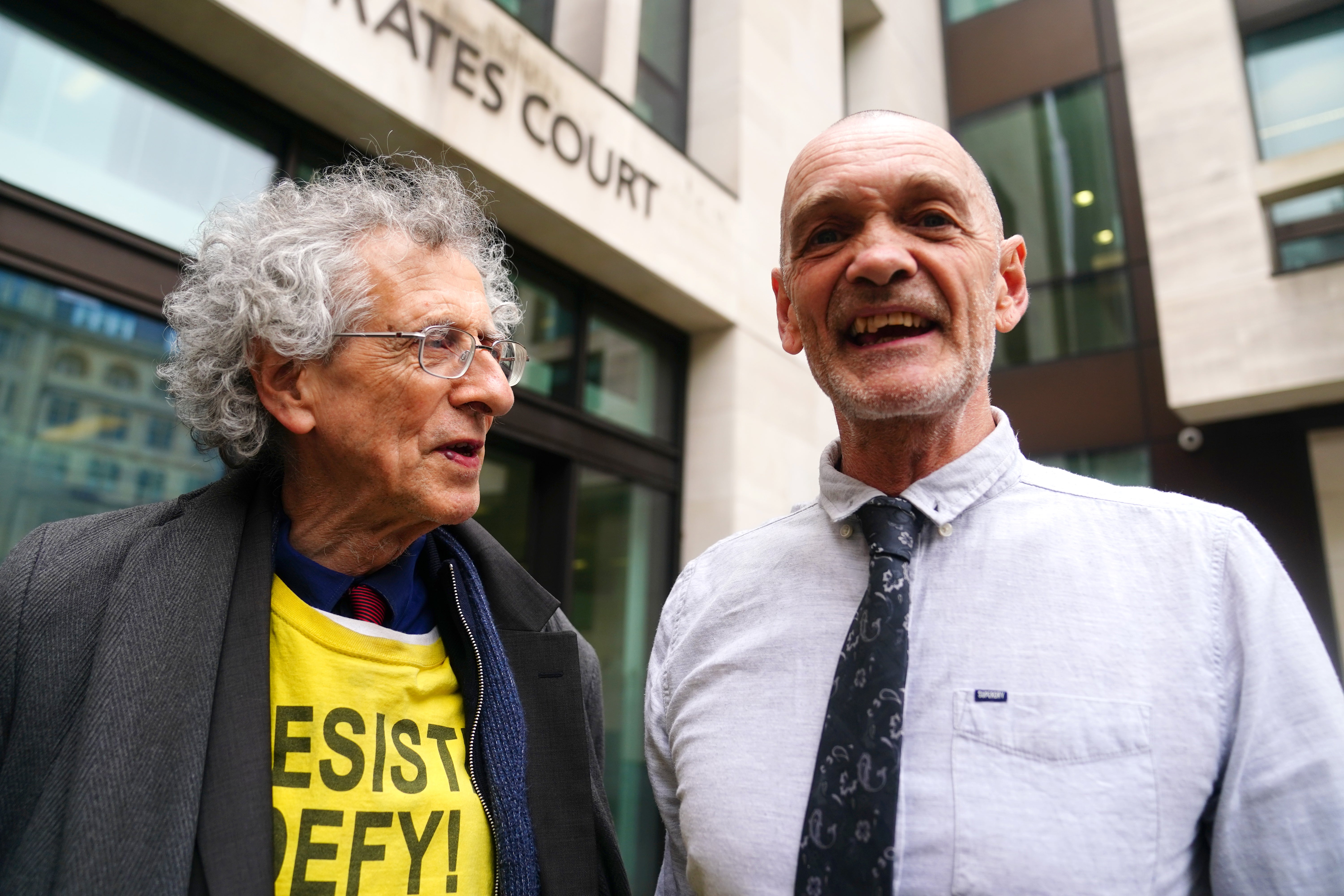 Lance O’Connor was supported in court by Piers Corbyn (Victoria Jones/PA)