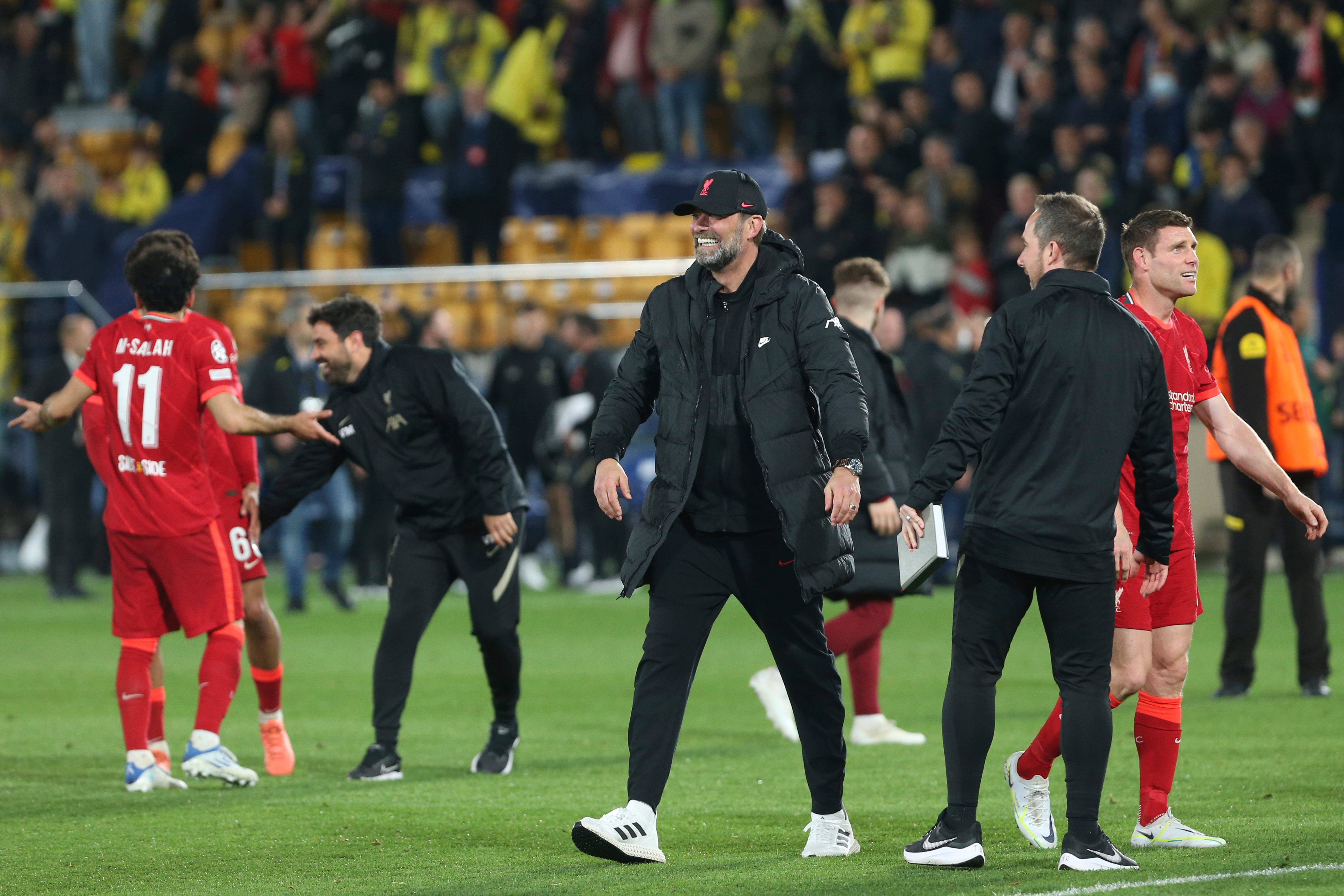 Jurgen Klopp celebrates Liverpool’s win at Villarreal