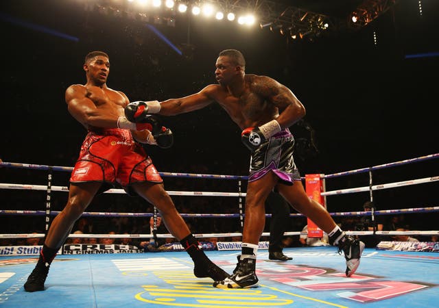 <p>Anthony Joshua and Dillian Whyte in action back in 2015</p>