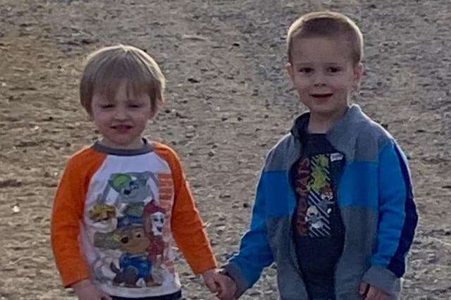 <p>A police-issued photo of two three-year-olds, Odin Ratliff and Hunter Jackson, killed by a Utah driver</p>