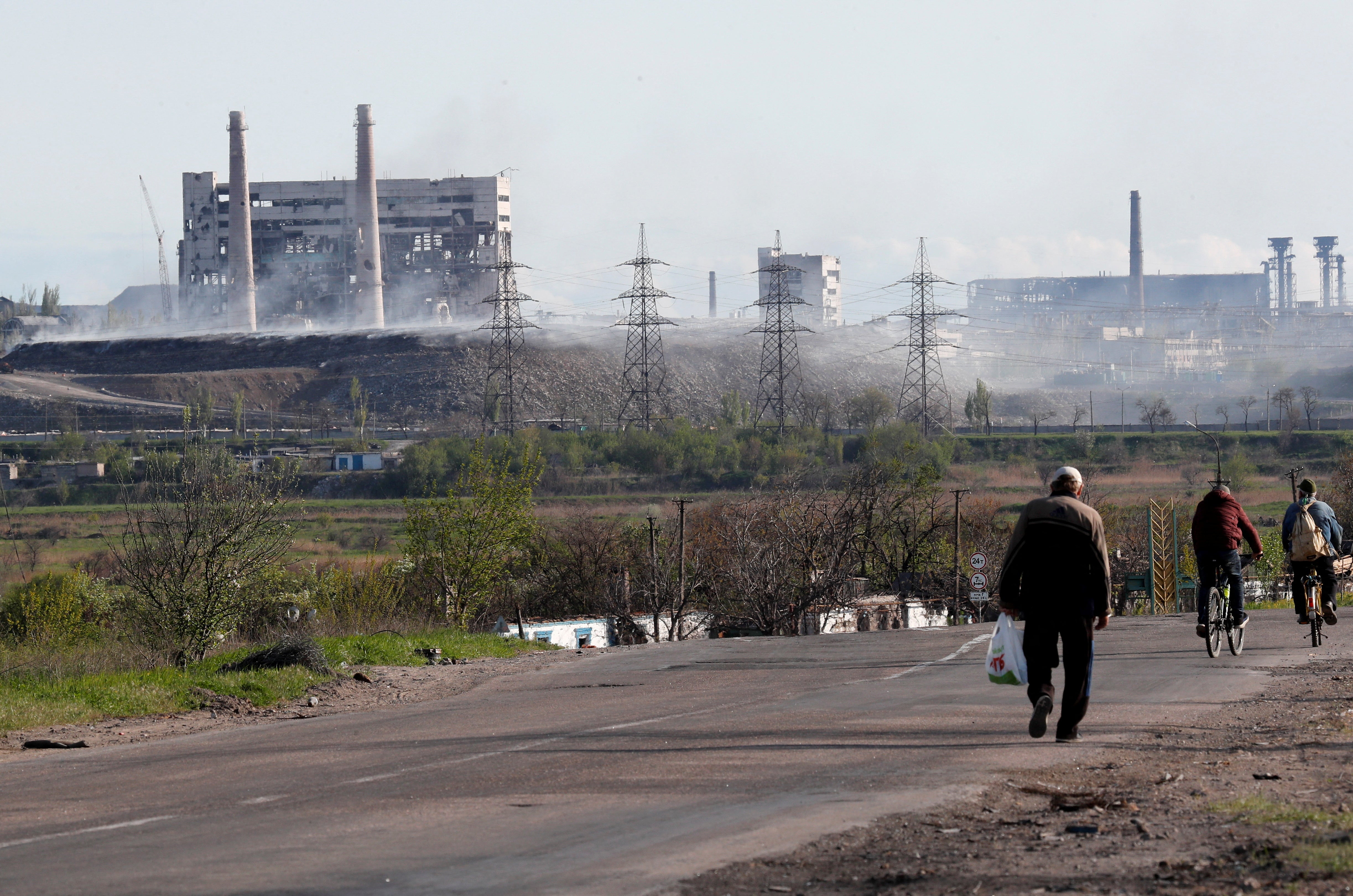 The damaged Azovstal steel plant pictured on 3 May, 2022