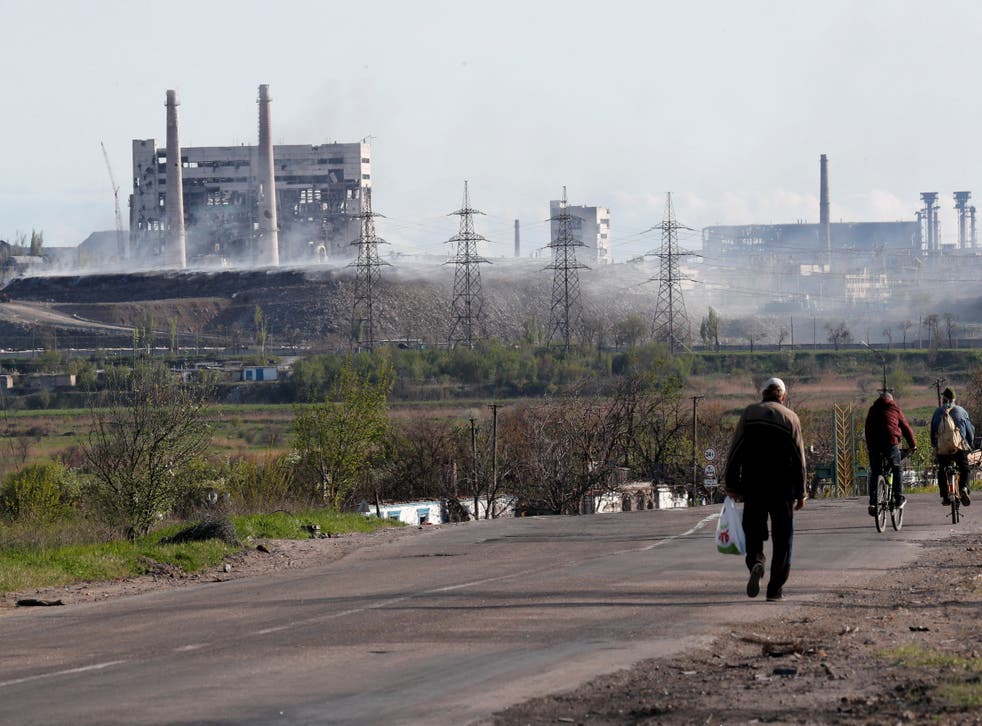 <p>The damaged Azovstal steel plant pictured on 3 May, 2022</p>