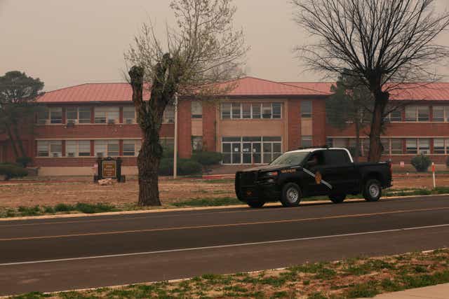 <p>Patients were evacuated from the New Mexico State Hospital, seen here on Monday</p>