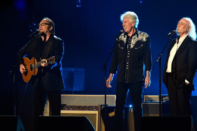 <p>Stephen Stills, Graham Nash and David Crosby performing together in 2015</p>