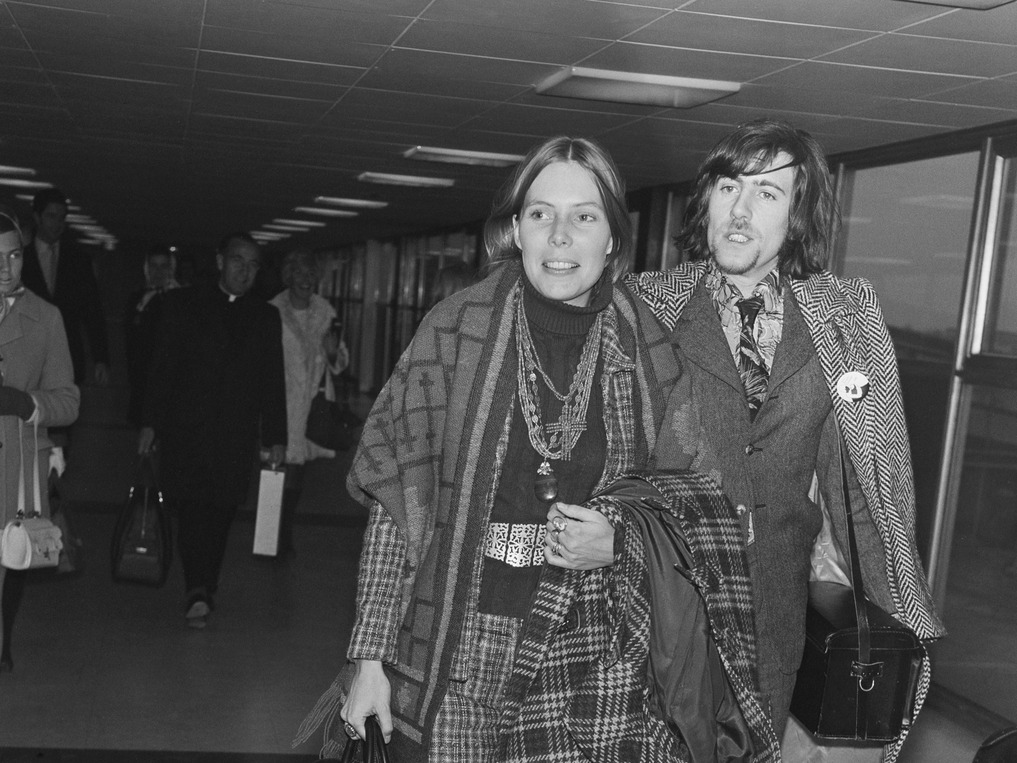 Nash with Joni Mitchell at Heathrow, December 1969
