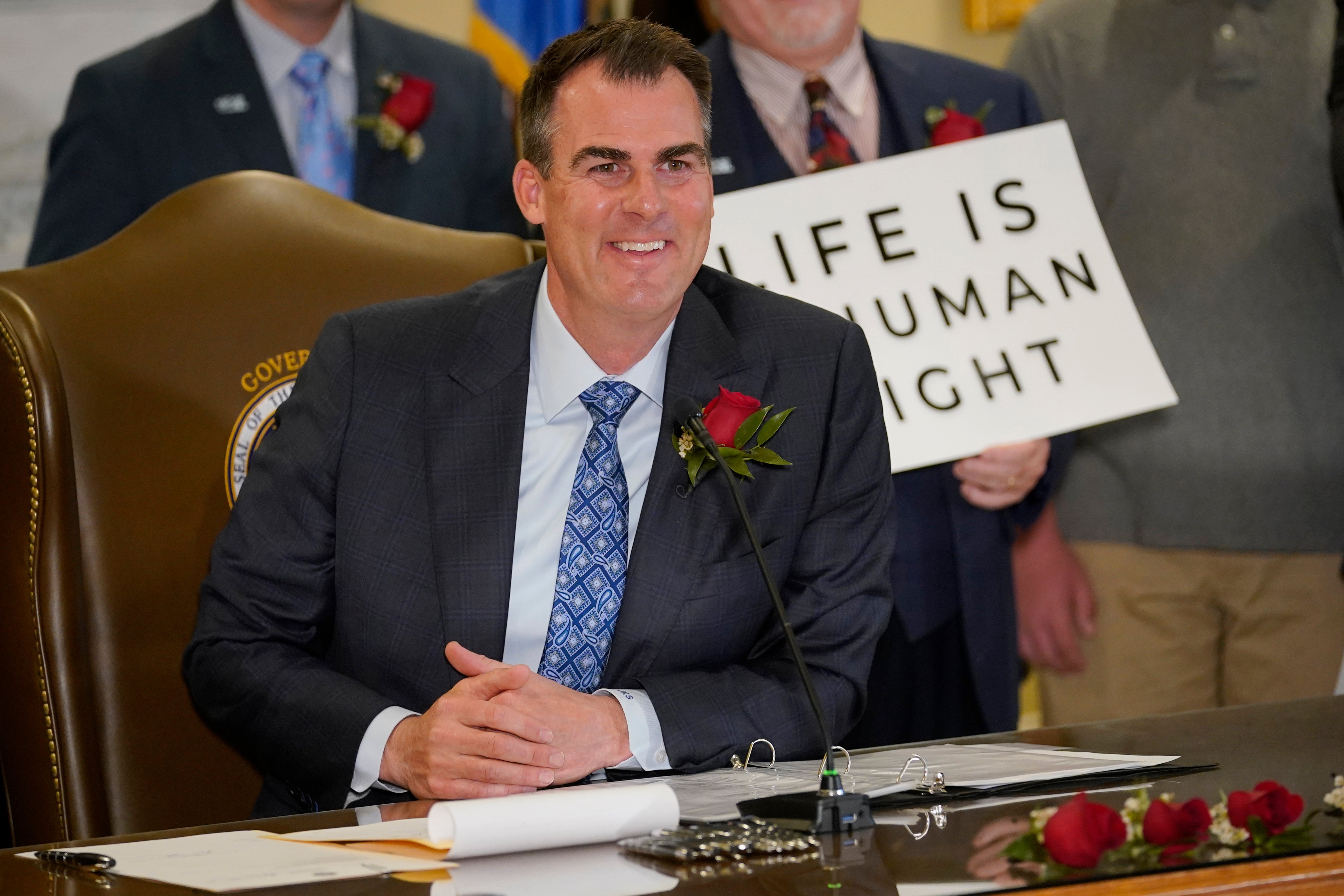 Oklahoma Governor Kevin Stitt has pledged to ‘outlaw abortion’ in the state despite constitutional protections affirmed by Roe v Wade, which abortion rights advocates are preparing to see come to an end.