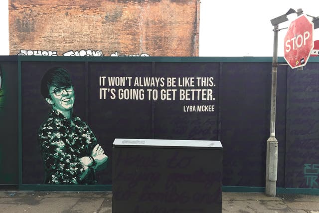 A mural of Lyra McKee in Belfast city centre (PA)