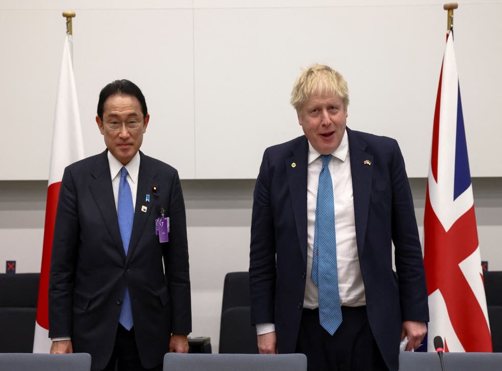 <p>Japanese Prime Minister Fumio Kishida and Prime Minister Boris Johnson</p>