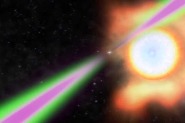 <p>Black widow binary consists of a rapidly spinning neutron star, or pulsar, that is circling and slowly consuming a smaller companion star</p>