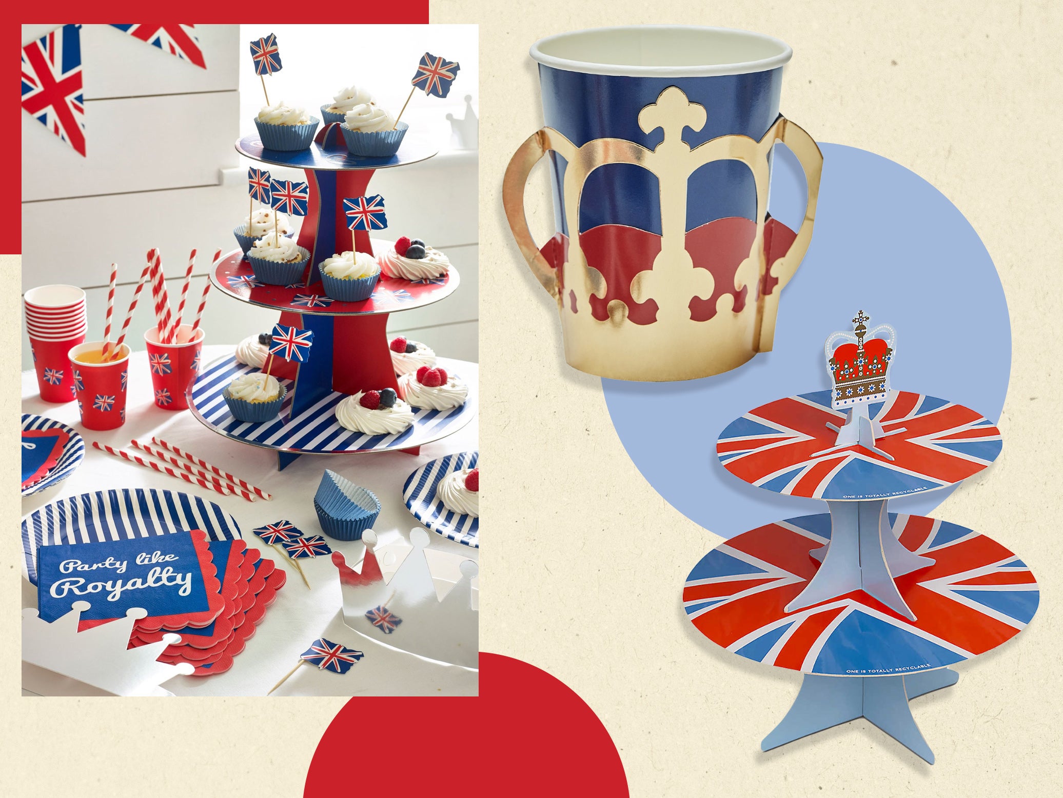 UK Party British Flag Union Jack Printable Cupcake Toppers Tea