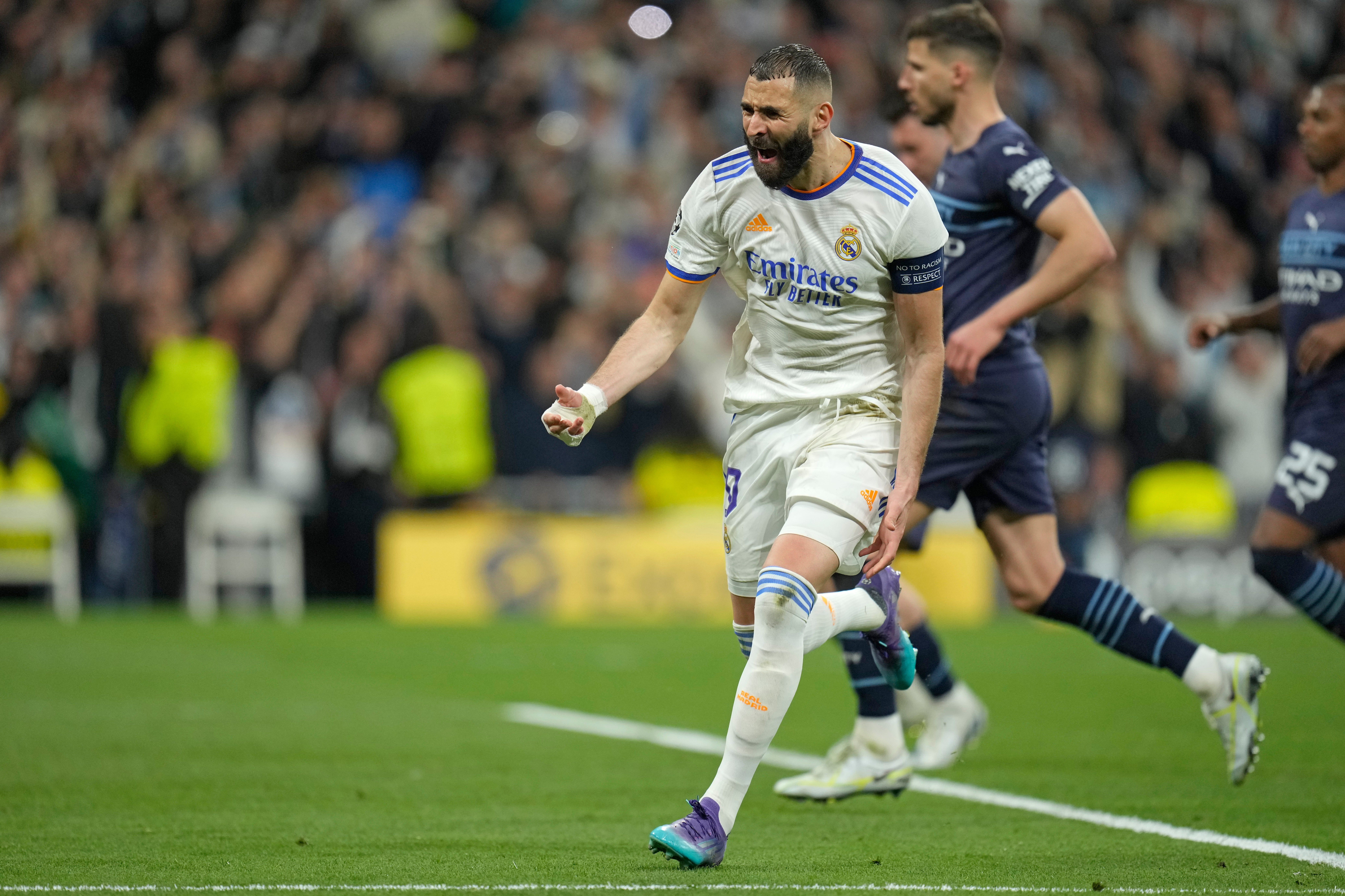 Karim Benzema’s goal saw Real Madrid beat Manchester City in the latest Champions League classic (Manu Fernandez/AP)