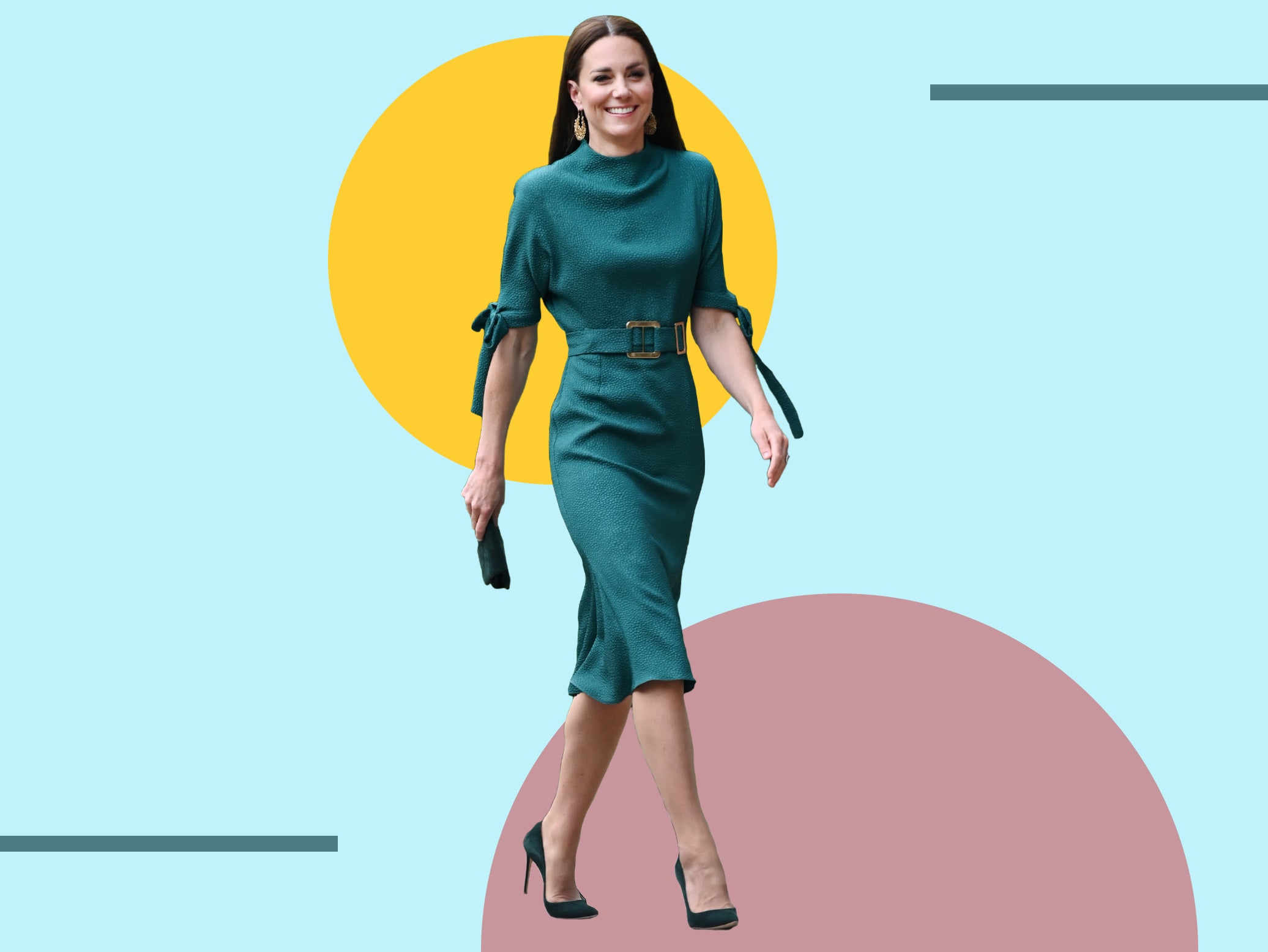 Kate Middleton wears a teal Edeline Lee dress to present an award at the  Design Museum | The Independent