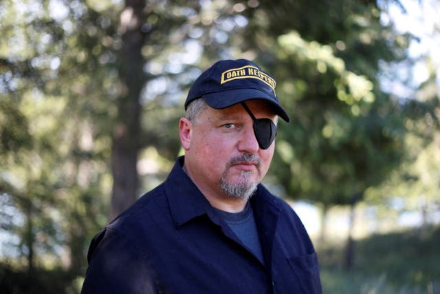 <p>Stewart Rhodes of the Oath Keepers poses during an interview session in Eureka</p>