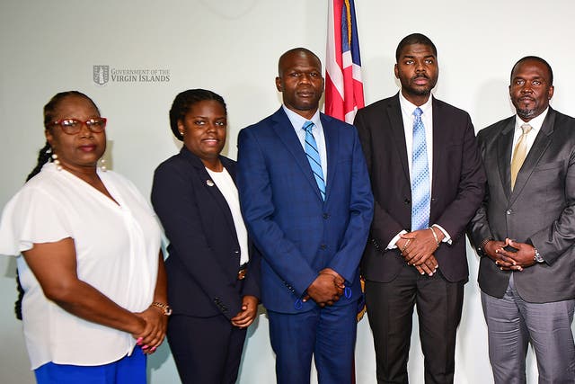 <p>Acting premier Natalio Wheatley and colleagues </p>