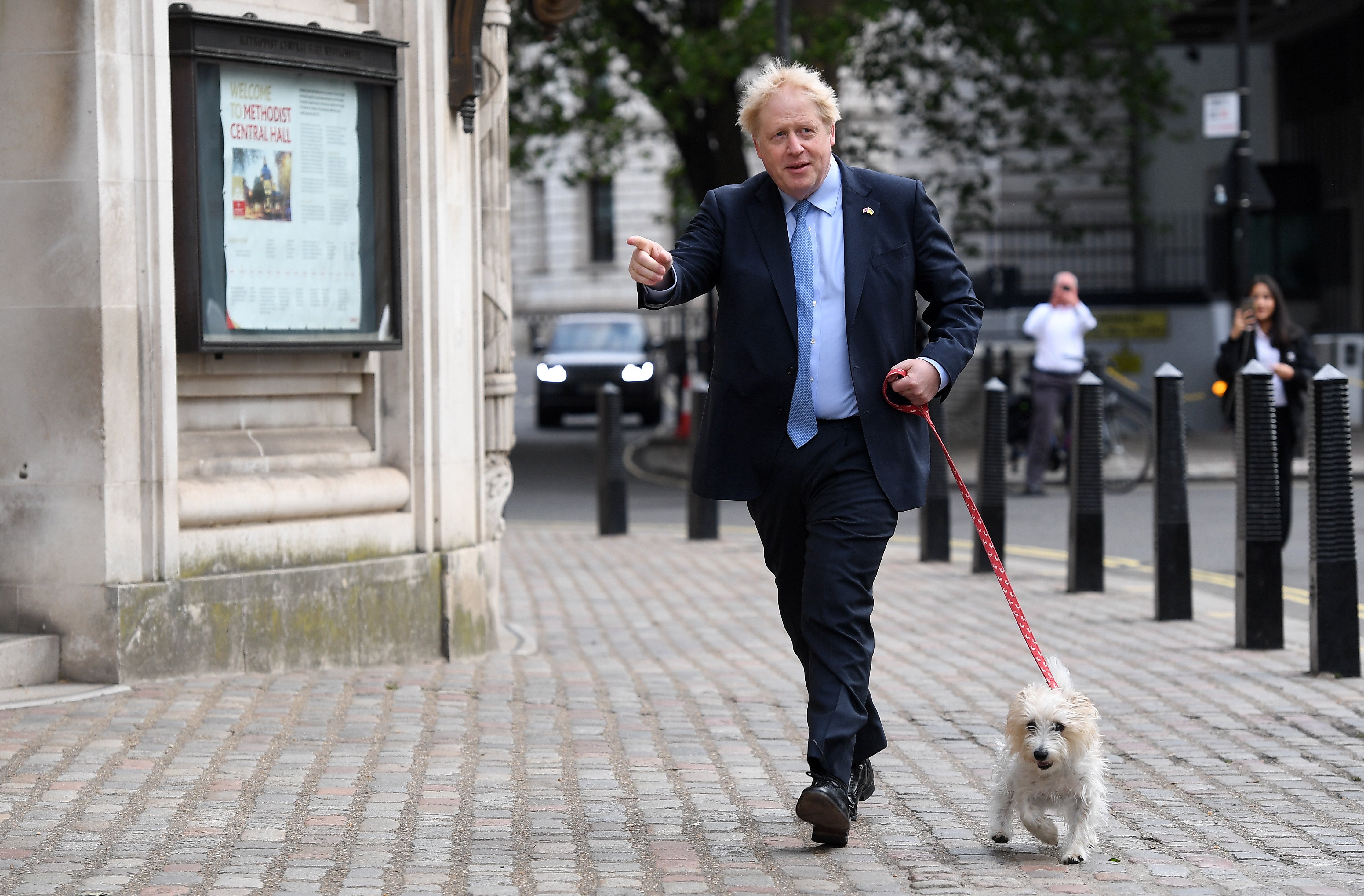 Prime minister Boris Johnson arrives at a polling station in Westminster