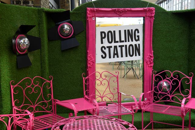 <p>A polling station in the Nine Elms ward of the marginal borough of Wandsworth, London</p>