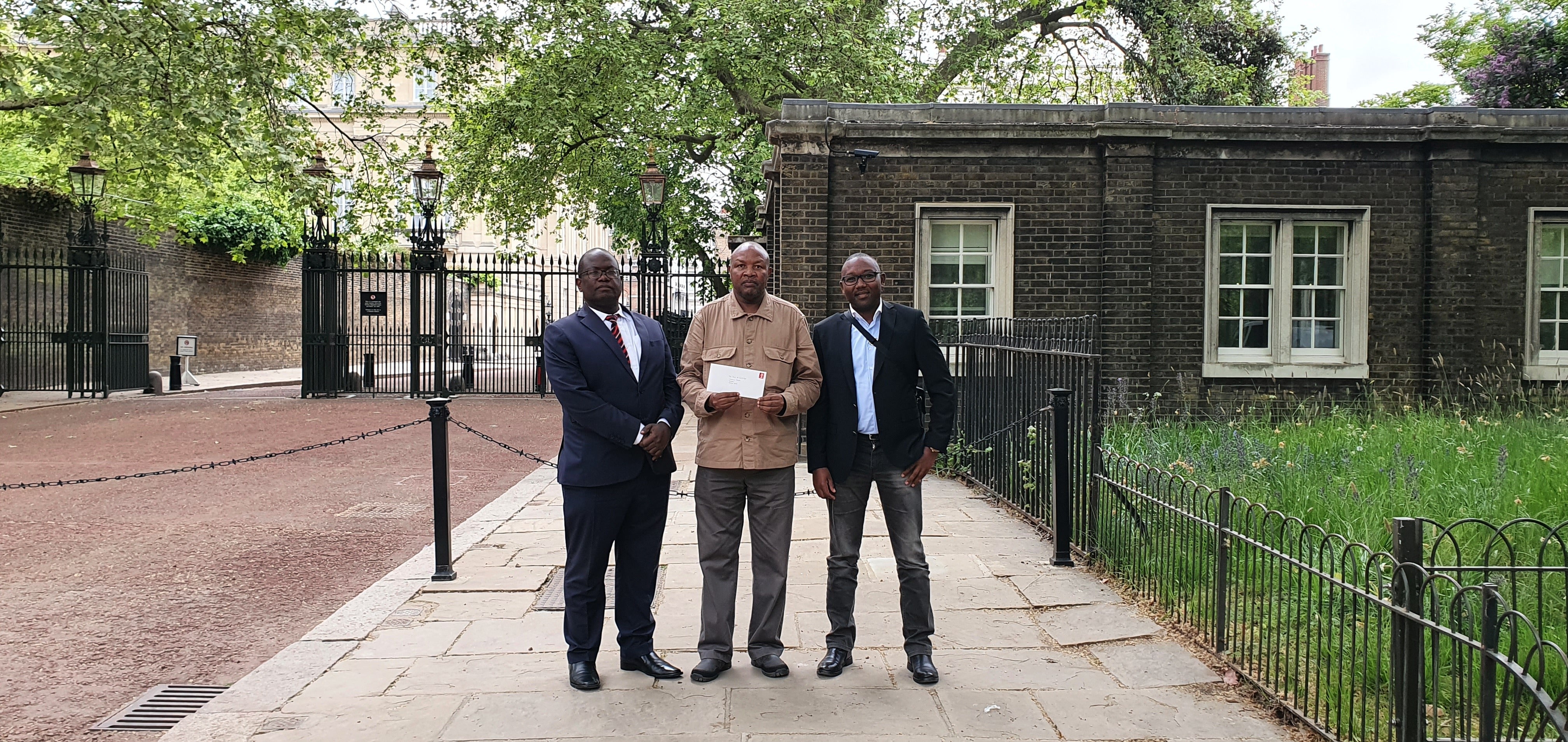 Members of the Kenyan delegation outside Clarence House