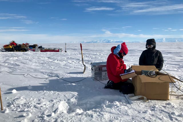 <p>Scienists work at their field camp studying groundwater deep below the Antarctic ice sheet</p>