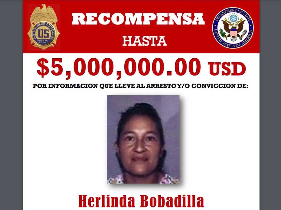 Herlinda Bobadilla, who is known as La Chinda, is accused by officials of leading a criminal family that transports cocaine from Honduras to the US.