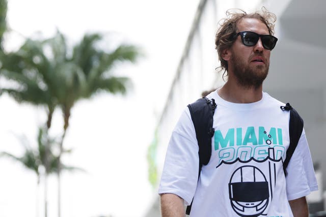 <p>F1 star Sebastian Vettel wore a climate protest t-shirt in Miami on Thursday</p>