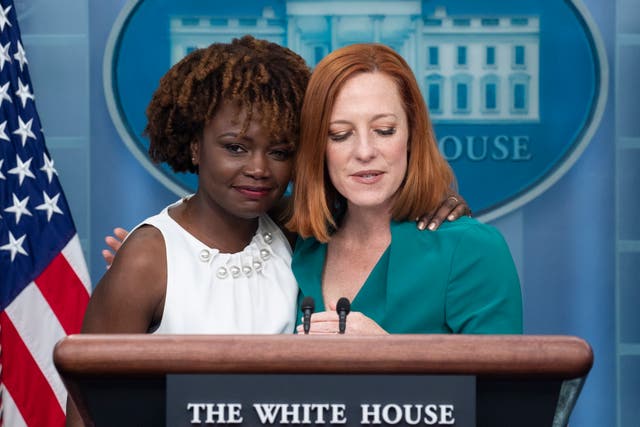 <p>White House Deputy Press Secretary Karine Jean-Pierre speaks during the daily briefing in the Brady Briefing Room of the White House in Washington, DC on December 16, 2021</p>